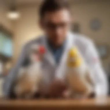 Veterinarian consulting with a cockatiel owner