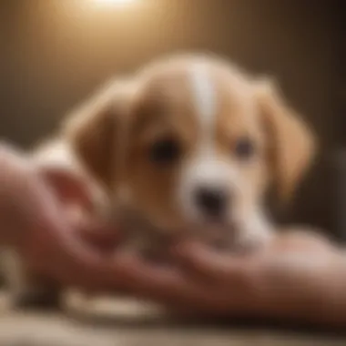 Veterinarian examining a puppy