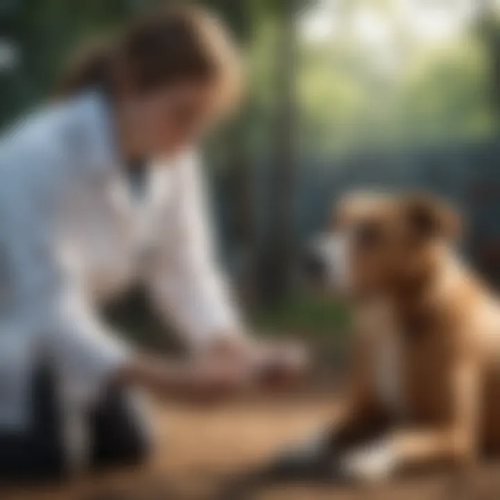 Veterinarian examining a dog