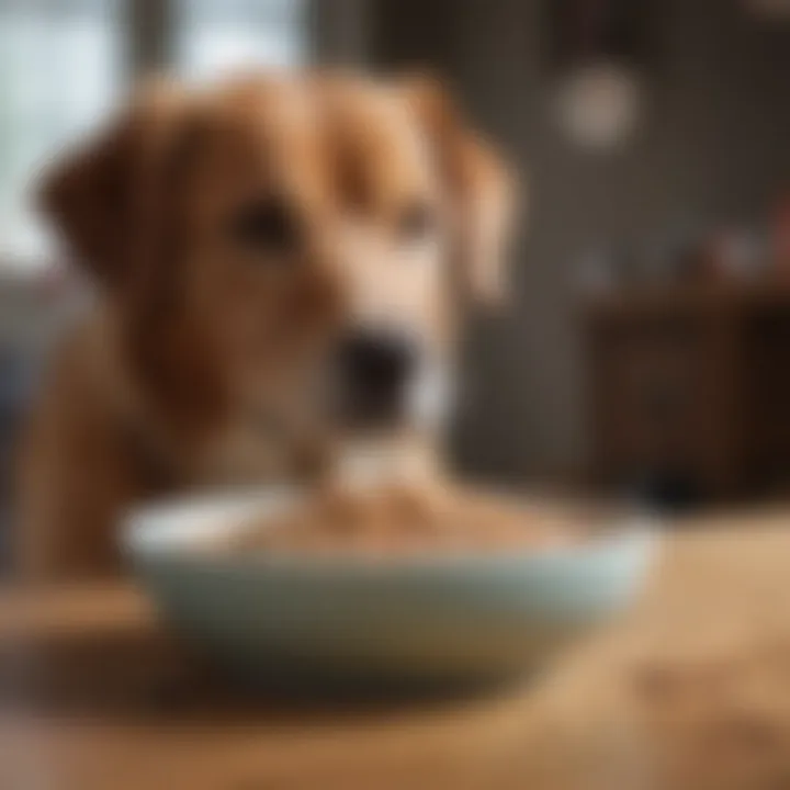 Bowl filled with bland diet suitable for dogs