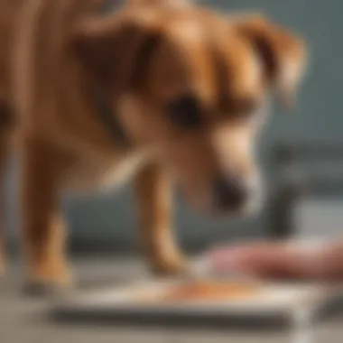 Veterinarian examining a dog showing signs of distress