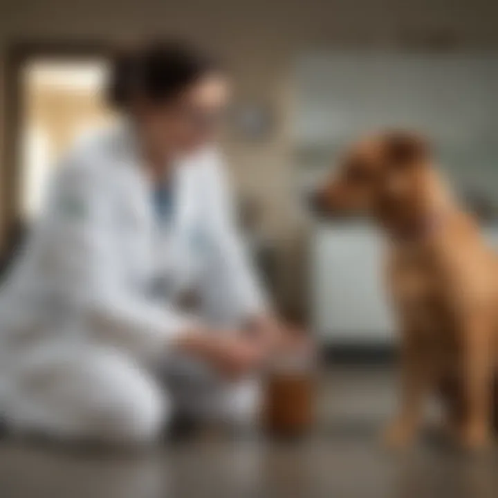 A concerned dog owner consulting a veterinarian about their pet's health.