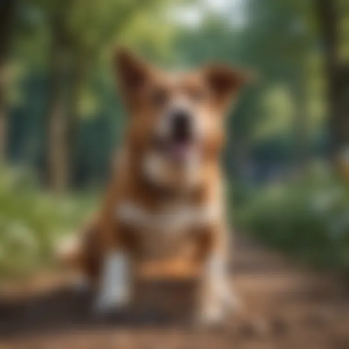 A happy dog playing outdoors, signifying good health