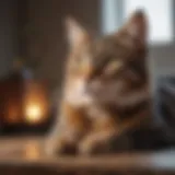 A serene cat resting comfortably in a well-ventilated room