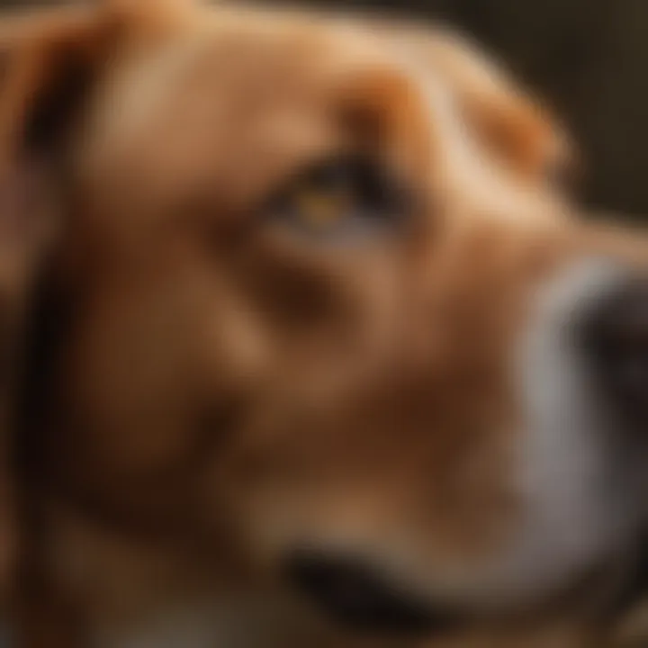 Close-up view of a hound dog with ear infection symptoms