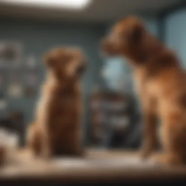 A dog owner consulting with a veterinarian in an office setting