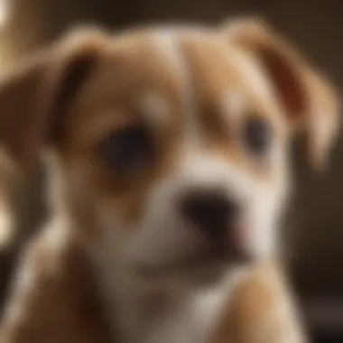 Signs of Distress in a Puppy A close-up of a puppy showing signs of distress