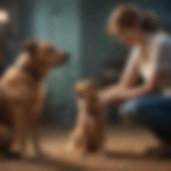 A veterinarian consulting with a dog owner about their pet's health