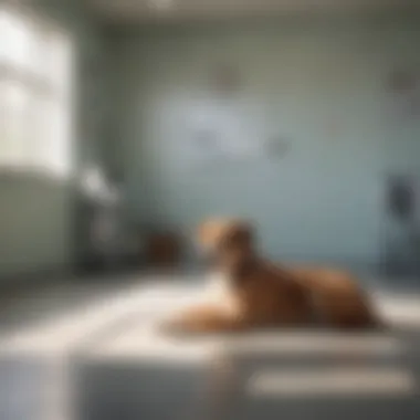 A veterinary clinic with a dog awaiting examination