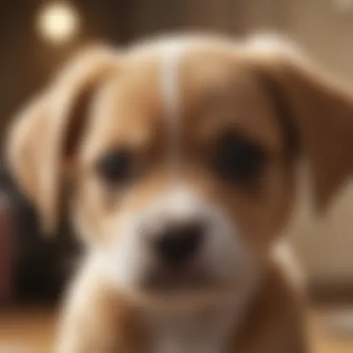 Close-up of a puppy looking worried