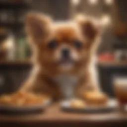 Healthy small dog enjoying a balanced meal