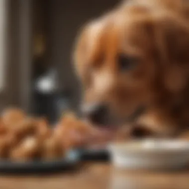 A healthy dog enjoying a balanced meal