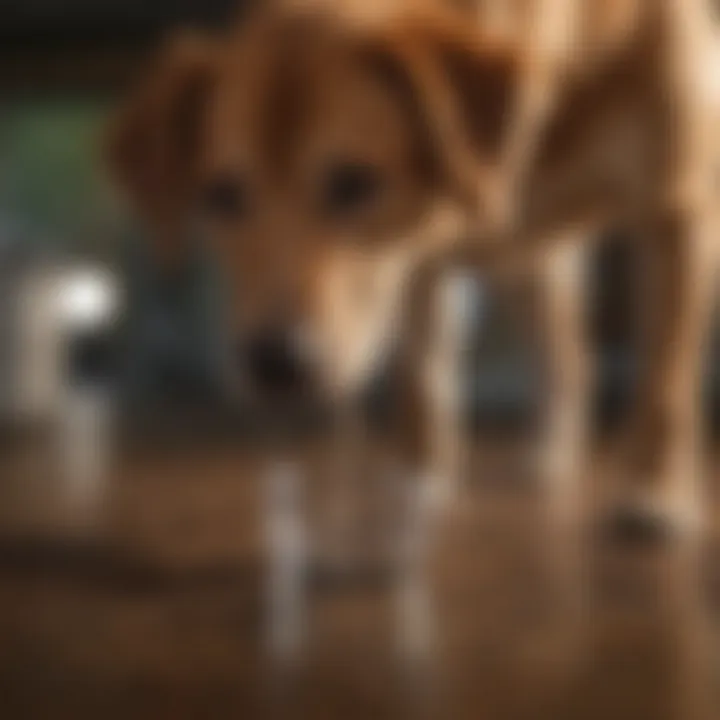 A dog drinking water, emphasizing the significance of hydration.