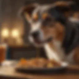 A happy dog enjoying a healthy meal.