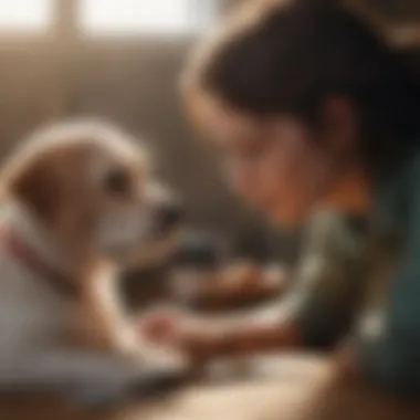 A veterinarian consulting with a pet owner about puppy health