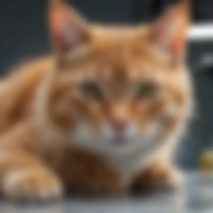 Veterinarian examining a cat in a clinical setting