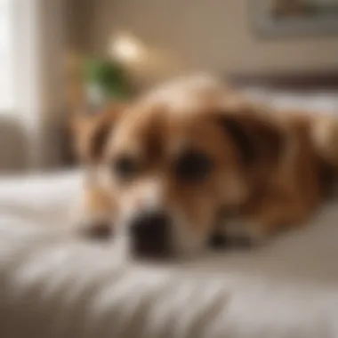 A serene dog lying comfortably on a bed