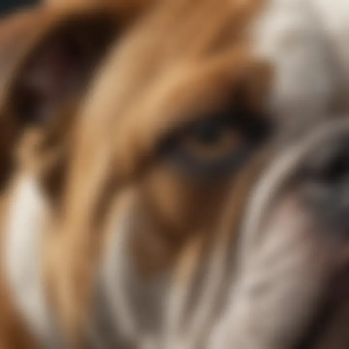 Close-up of a bulldog's ear with treatment application