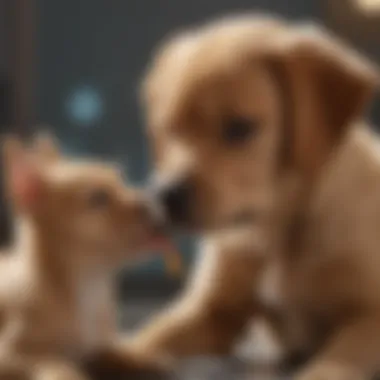 Owner cleaning a puppy's ears with caution