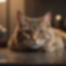 A cat exhibiting signs of distress, indicating potential health issues.