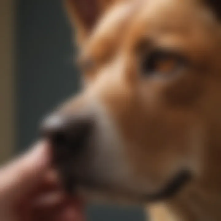 Veterinarian examining a dog's ear with care