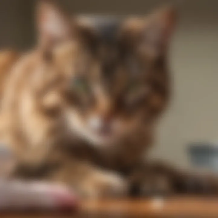 A veterinarian examining a cat for urinary tract health.