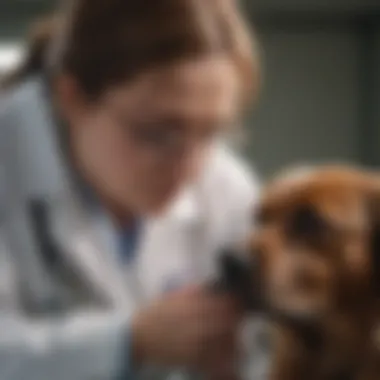 Veterinarian examining a dog for Lyme disease