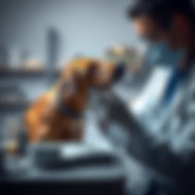 A veterinarian examining a dog, showcasing the diagnostic process for Lyme disease.