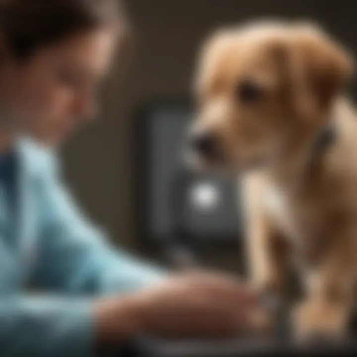 Veterinarian examining a puppy for hip dysplasia symptoms