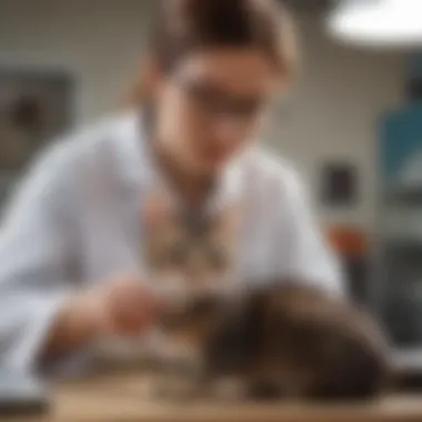 Veterinarian examining a cat for blockages