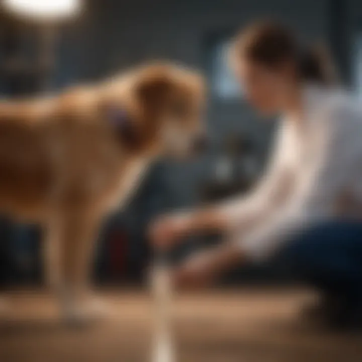 Veterinarian administering injection to a dog