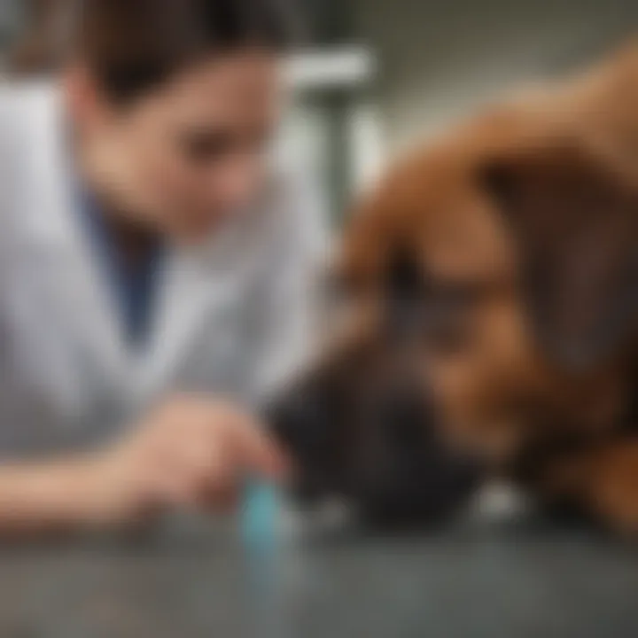 Veterinarian examining a dog