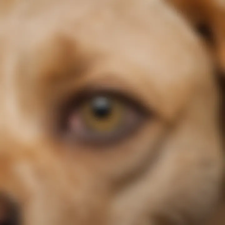 Close-up view of a Labrador Retriever's ear showing signs of yeast infection