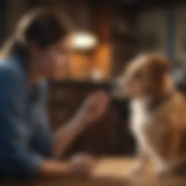 A veterinarian consulting with a dog owner, discussing health concerns.