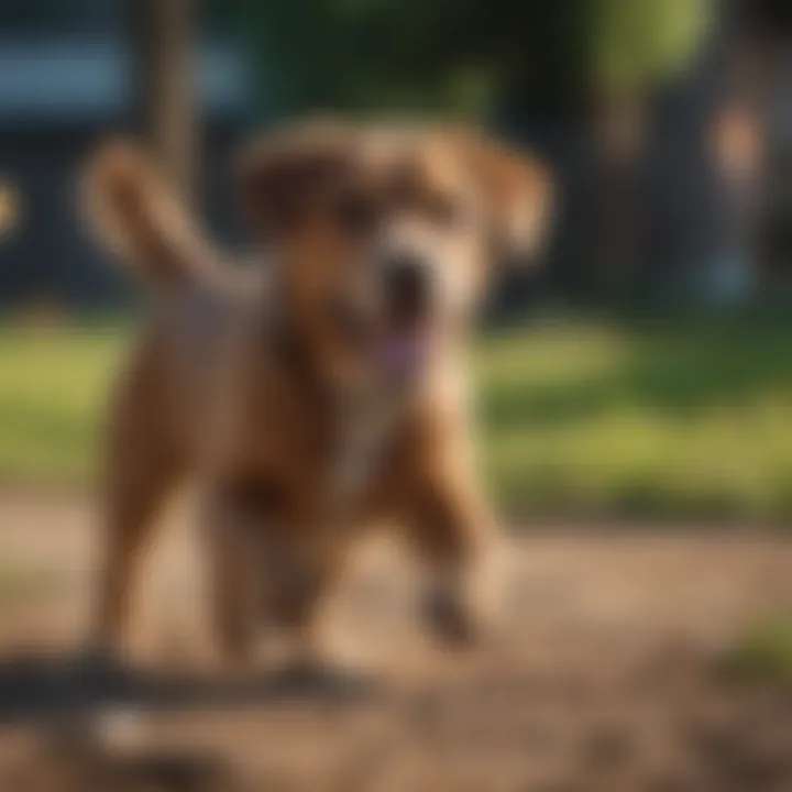 A happy, healthy dog playing outdoors