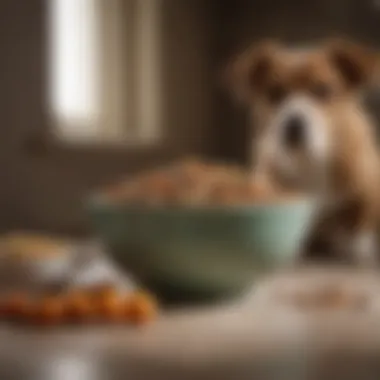 Bowl filled with bland diet food designed for dogs with digestive issues.