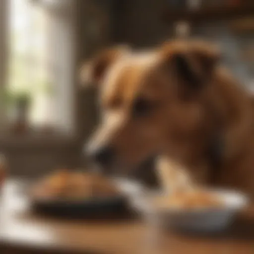 Healthy dog enjoying a balanced meal