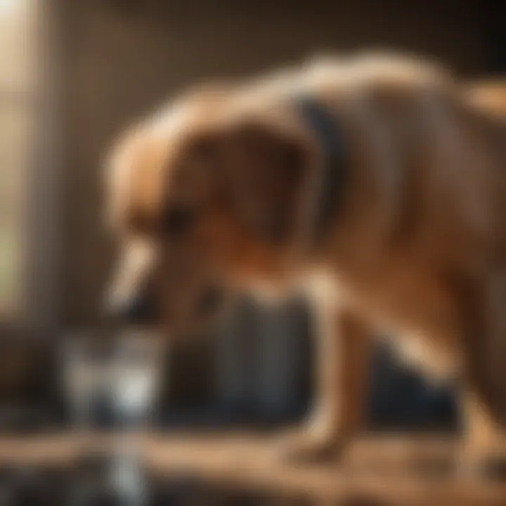 A dog drinking water to stay hydrated during illness