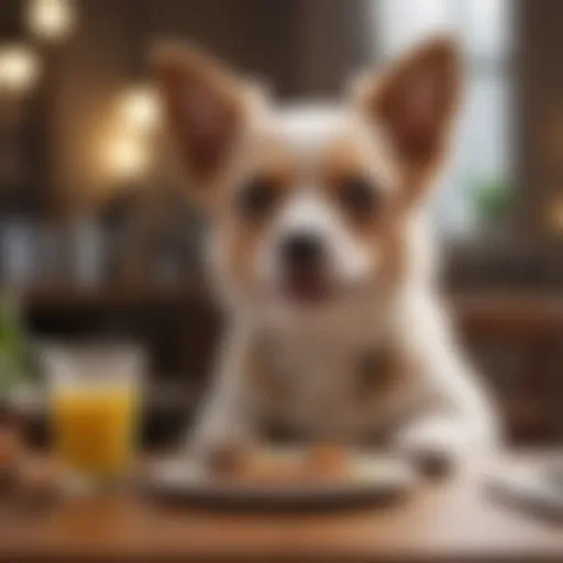 Healthy small dog enjoying a meal