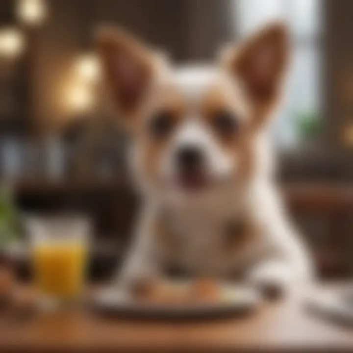Healthy small dog enjoying a meal