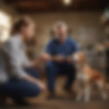 A veterinarian discussing treatment options with a dog owner