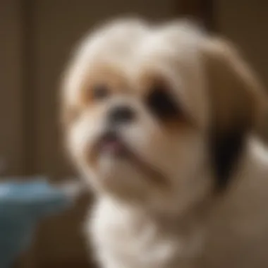 Veterinary Treatment for Ear Infections Shih Tzu receiving ear treatment from a veterinarian