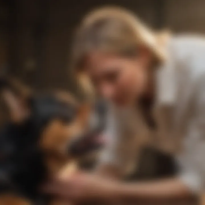 Pet owner applying ear drops to a dog