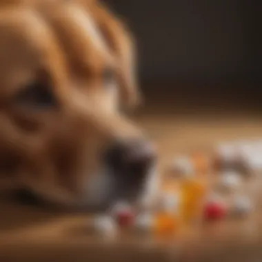 Variety of medications displayed for dog ear infections