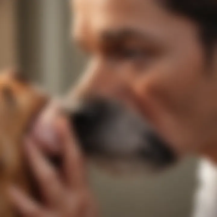 Veterinarian examining a dog's ear for infection