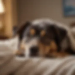 A serene dog resting comfortably on a soft bed