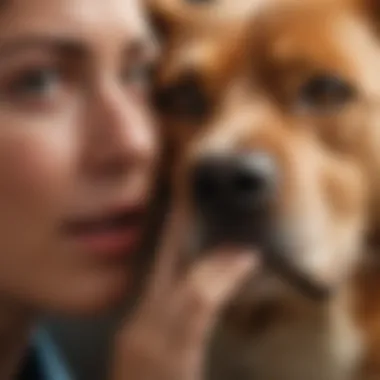 Dog owner cleaning their dog's ears