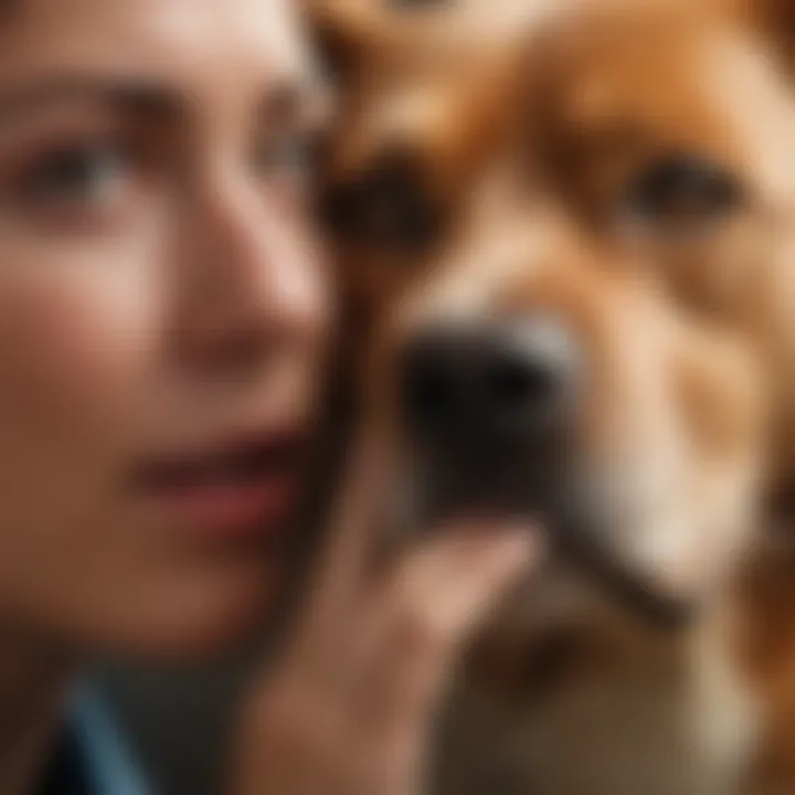 Dog owner cleaning their dog's ears