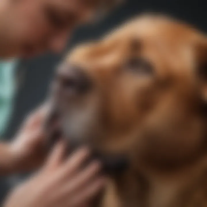 Veterinarian examining a dog's ear