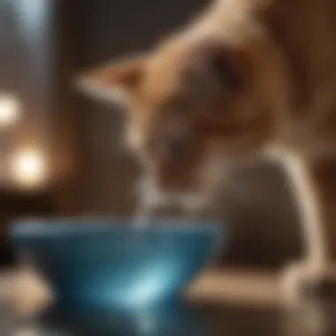 Cat drinking water with a bowl